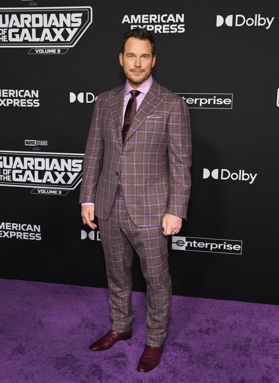 Chris Pratt attends World Premiere Of Marvel Studios' "Guardians Of The Galaxy Vol. 3" on April 27, 2023 in Hollywood, California.