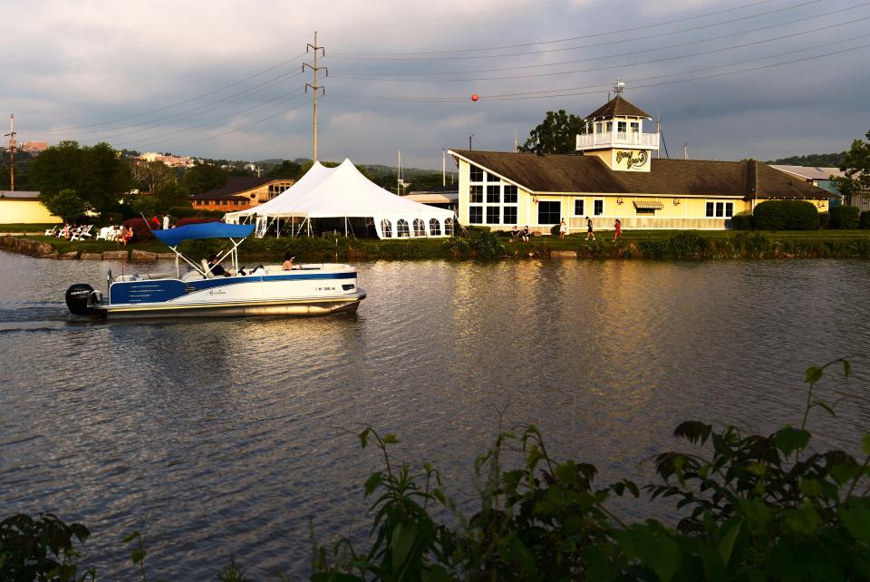 The Boatyard Grill, located on Inlet Island in Ithaca, offers waterfront dining, live music and cocktails overlooking Cayuga Lake. June 9, 2021.