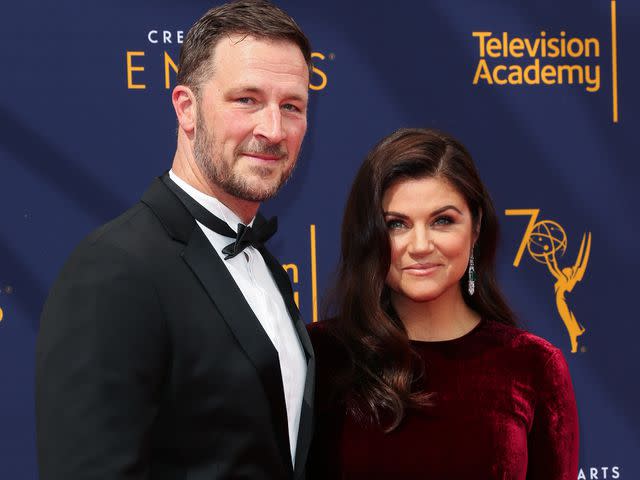 <p>Paul Archuleta/FilmMagic</p> Brady Smith and Tiffani Thiessen at the 2018 Creative Arts Emmy Awards.