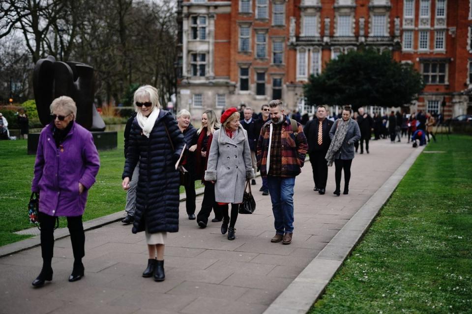 Infected blood victims and campaigners make their way to Westminster Hall (Aaron Chown/PA Wire)