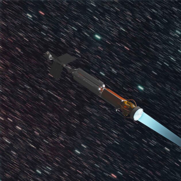 An artist’s conception shows a spacecraft powered by Ultra Safe Nuclear systems. (USNC-Tech Illustration)