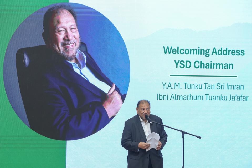 Yayasan Sime Darby chairman Tunku Tan Sri Imran Tuanku Ja’afar delivers his speech at the foundation’s World Environment Day 2024 event. — Picture by Yusof Mat Isa