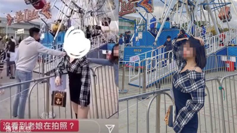 一名女大生和男友在桃園知名遊樂園，不小心誤闖到「網美」拍照，沒想到僅露臉3秒就被對方PO到IG上發文公審「沒看到老娘在拍照？」。（圖／翻攝自Dcard）