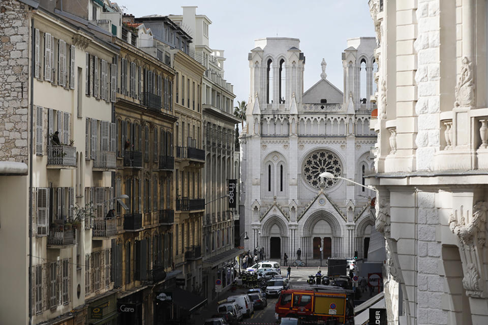 The Notre Dame Basilica church in Nice, where a knife attack occurred killing three people.