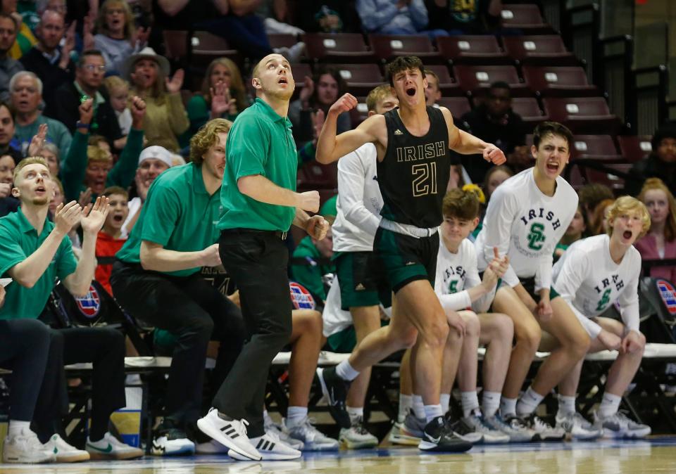 Jack Simpson, currently the head coach at Parkview High, coaches Springfield Catholic during his team's semifinal game in the 2022 Show-Me Showdown.