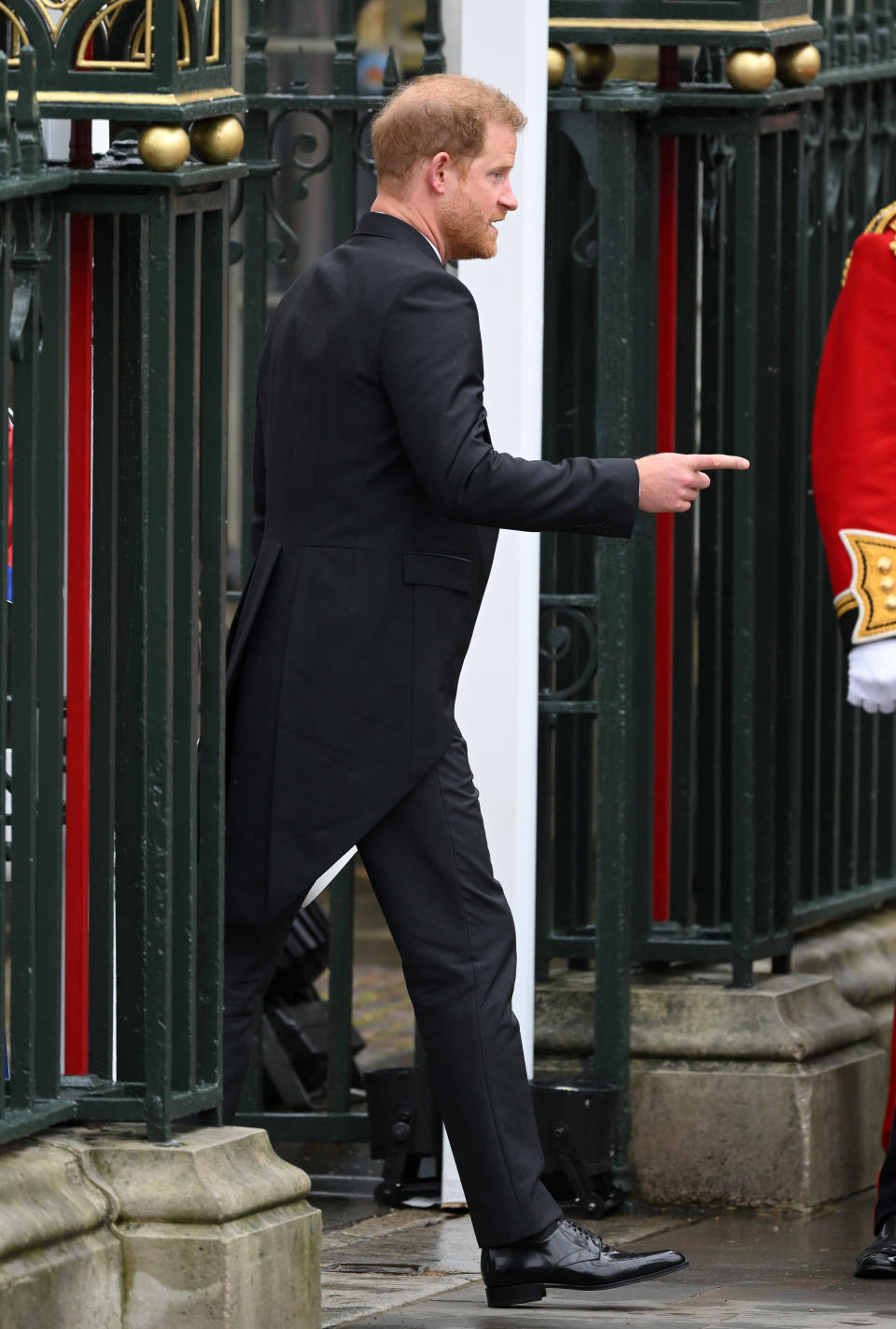 LONDON, ENGLAND - MAY 06: Prince Harry departs Westminster Abbey after the Coronation of King Charles III and Queen Camilla on May 06, 2023 in London, England. The Coronation of Charles III and his wife, Camilla, as King and Queen of the United Kingdom of Great Britain and Northern Ireland, and the other Commonwealth realms takes place at Westminster Abbey today. Charles acceded to the throne on 8 September 2022, upon the death of his mother, Elizabeth II. (Photo by Karwai Tang/WireImage)