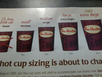 Tim Hortons changing cup sizes