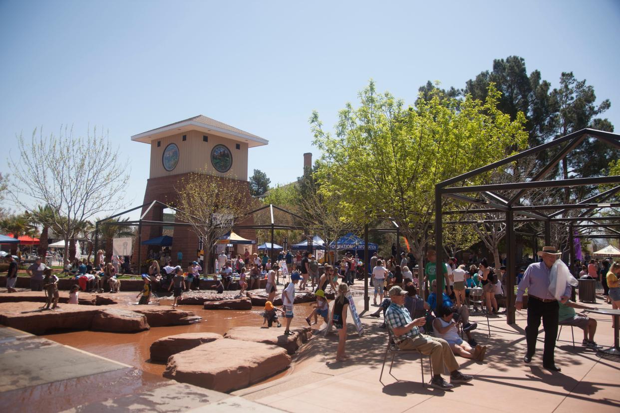 Crowds gather at the Town Square park in St. George for the 2021 St. George Arts Festival on April 2.