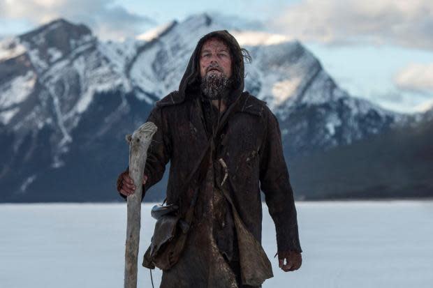 Leonardo DiCaprio as Hugh Glass in The Revenant