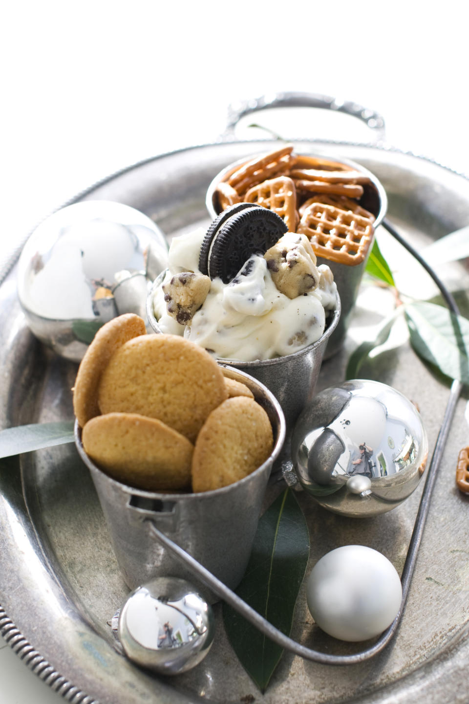 In this image taken on Dec. 3, 2012, chocolate chip cookie dough dip is shown on a serving tray in Concord, N.H. (AP Photo/Matthew Mead)