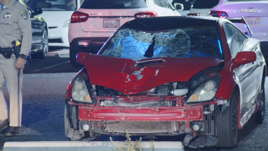 Authorities eventually tracked the man’s mangled red Toyota Celica down to Commerce Casino and Hotel, just over a mile-and-a-half from the collision site, however, the driver was nowhere to be found. (KNN)