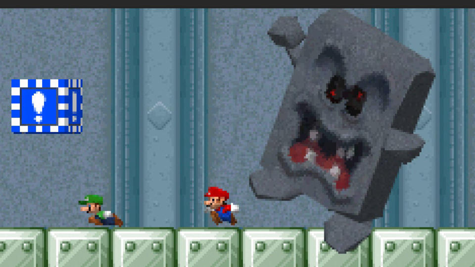 Mario running in the DS title New Super Mario Bros.