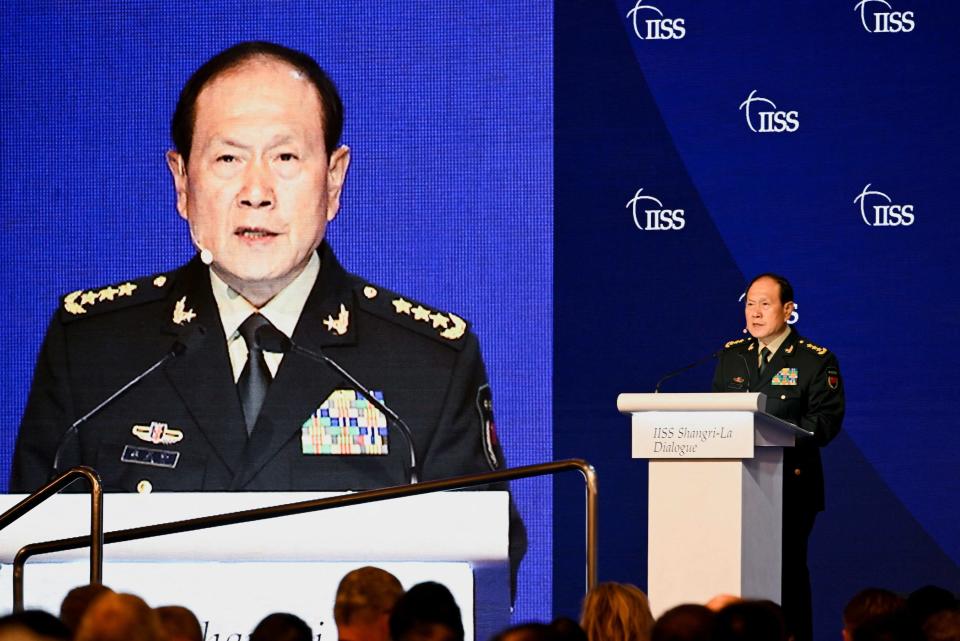 中國國防部長魏鳳和2022年6月參加新加坡「香格里拉安全對話」。資料照片