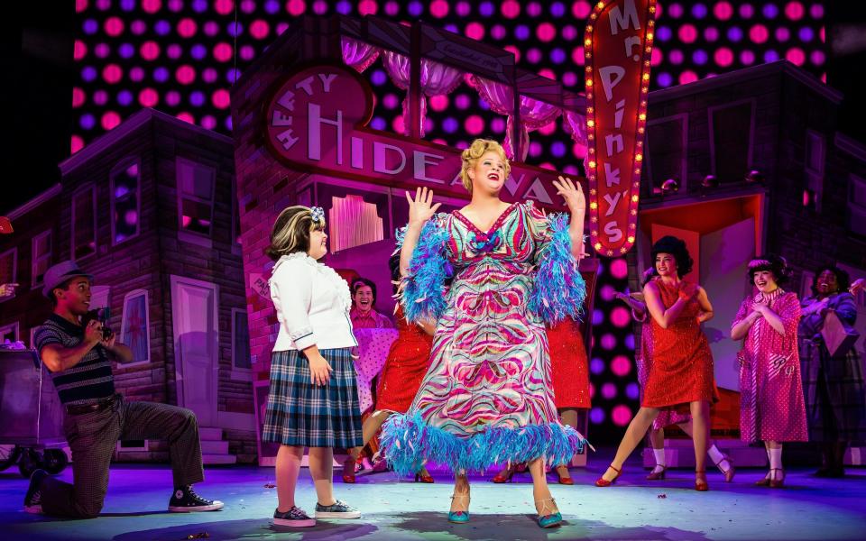 Niki Metcalf (left) as Tracy Turnblad and Andrew Levitt as Edna Turnblad are featured in the "Welcome to the '60s" musical number from "Hairspray." The show runs June 28-July 3 in the Aronoff Center's Procter & Gamble Hall.