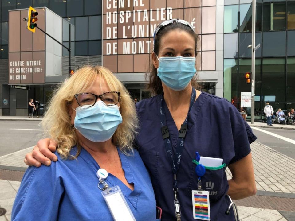 Dr. Ingrid Marchand, right, convinced patient attendant Monique Dupriez to get vaccinated against COVID-19. But it wasn't a fast and easy process. (Jay Turnbull/CBC - image credit)