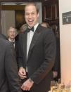 <p>Turns out, there's a reason for this big grin. At an awards ceremony at the Royal United Services Institute in 2014, the event's emcee Richard Birtchnell accidentally introduced him as <a href="https://www.goodhousekeeping.com/life/entertainment/news/a47299/the-crown-consultant-on-prince-philip-affair/" rel="nofollow noopener" target="_blank" data-ylk="slk:the Duke of Edinburgh;elm:context_link;itc:0;sec:content-canvas" class="link ">the Duke of Edinburgh</a> — oops. As this snap proves, William clearly didn't mind and got quite a kick out of the mix-up. </p>