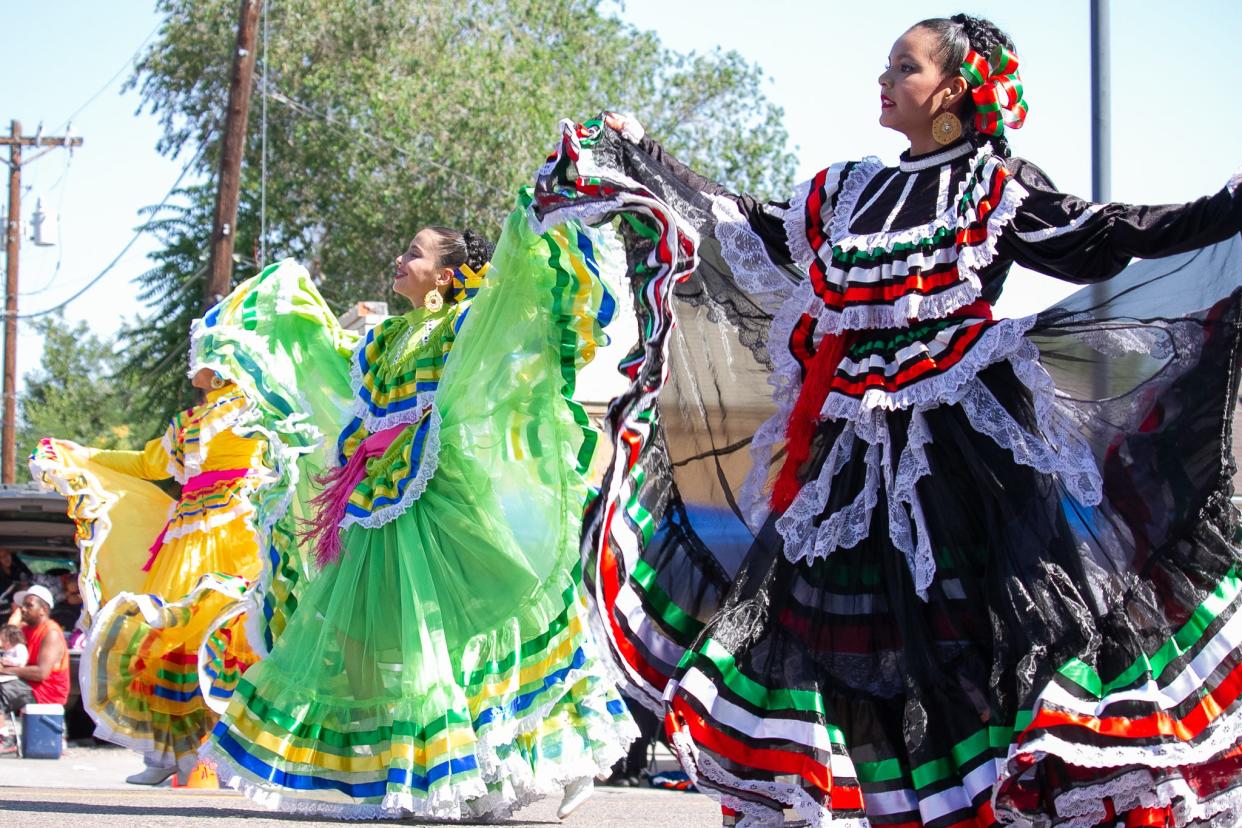 Colorado State University Pueblo's Ballet Folklorico dancers used their skirts to highlight Mexican dance moves during the Colorado State Fair's Fiesta Day Parade held Sept. 5, 2021, in Pueblo, Colo.