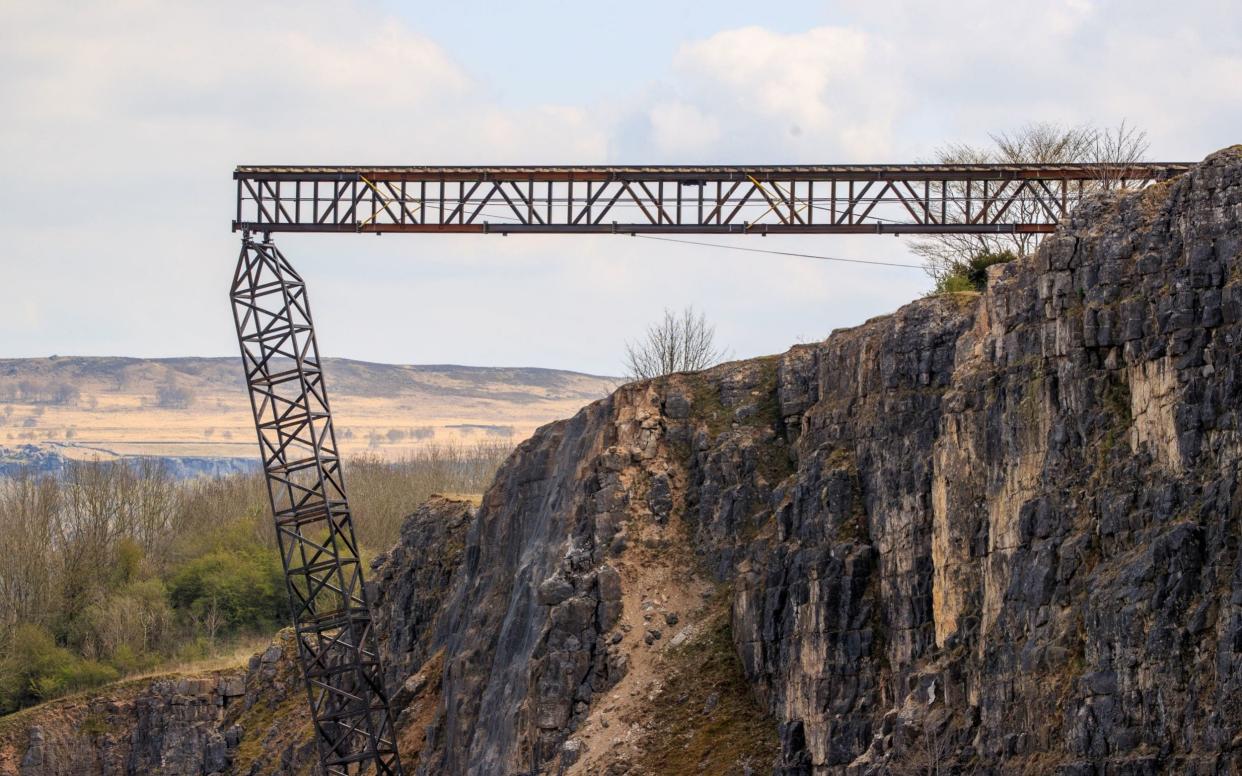 The train-track at Darlton Quarry specially built for the Mission Impossible 7 filming - Danny Lawson/PA