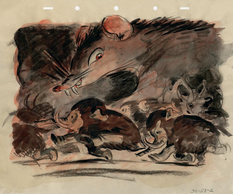 <p>For his book, Ghez wound up selecting seven of the images, which show the elephants peacefully snacking away on jungle fruits before being ambushed by a pack of monstrous mice.<br>(Credit: James Bodrero/Disney/Chronicle Books) </p>