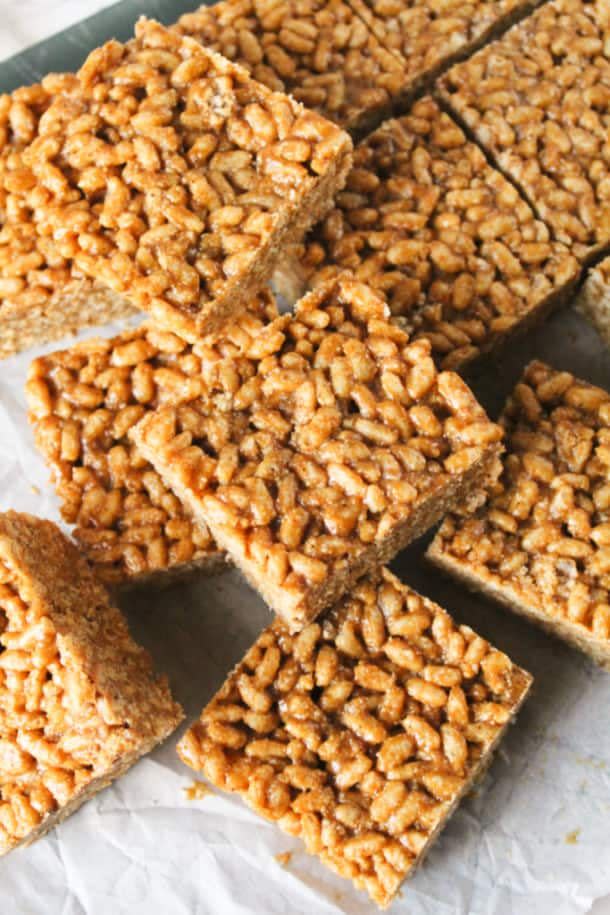 <p>This healthy twist on the classic Rice Krispie treat is gluten free and refined-sugar free, using molasses for a chewy result. The flavorful, spice-packed recipe is easy to make and requires no baking — so be sure to get the kids involved.</p><p><em><a href="http://milehighmitts.com/gingerbread-rice-krispie-treats/" rel="nofollow noopener" target="_blank" data-ylk="slk:Get the recipe from Mile High Mitts »;elm:context_link;itc:0;sec:content-canvas" class="link ">Get the recipe from Mile High Mitts »</a></em> </p>