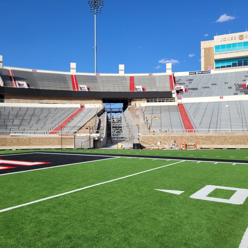 The ramp to the new visitors' locker room at Jones AT&T Stadium is shown on Tuesday, April 30, 2024. The ramp is located at the northeast corner of the stadium.