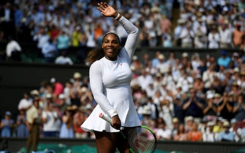 Wimbledon - All England Lawn Tennis and Croquet Club, London, Britain - July 12, 2018. Serena Williams of the U.S. celebrates winning her semi final match against Germany's Julia Goerges - Credit: REUTERS