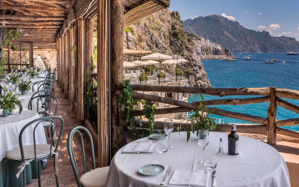 The scenic outdoor dining at Santa Caterina.