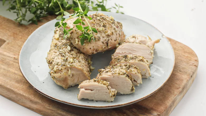 Turkey breast sliced with herbs