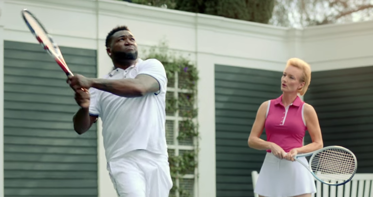 Big Papi murders a tennis ball during a lesson. In a commercial. (via Youtube)