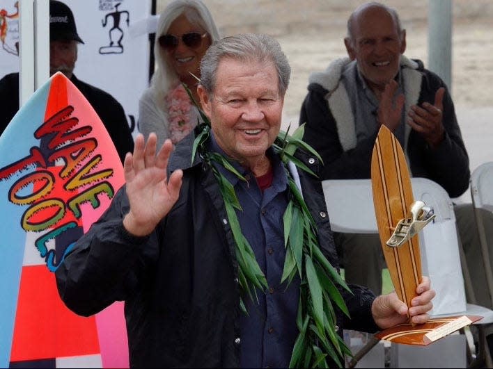 Ventura board shaper Bill "Blinky" Hubina, 79, was inducted into the International Surfboard Builders Hall of Fame in Huntington Beach on Oct. 15.
