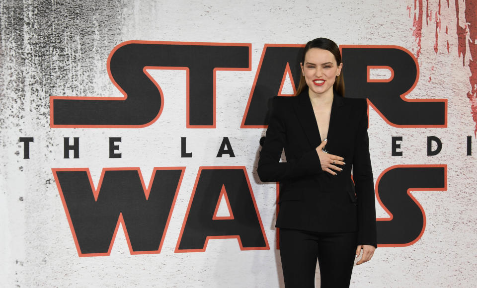 Daisy Ridley, who plays Rey, had plenty to smile about in 2017 after "Star Wars: The Last Jedi" collected an otherworldly $517 million at the domestic box office in just three weeks. (Photo: Stuart C. Wilson via Getty Images)