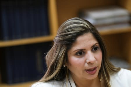 Venezuelan National Assembly lawmaker Nora Bracho speaks during an interview with Reuters in her office at the administrative building of the National Assembly in Caracas