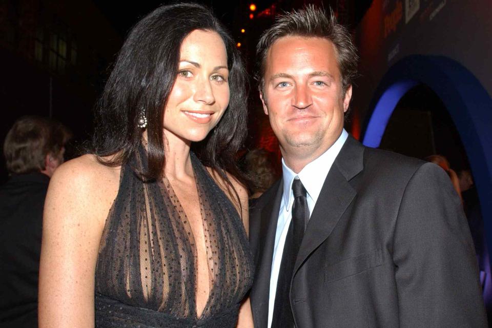 <p>Vince Bucci/Getty</p> Minnie Driver and Matthew Perry on March 10, 2002.