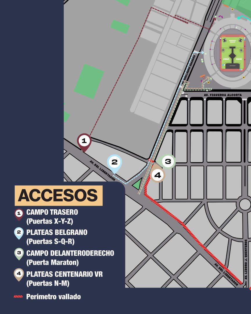 Imágenes de los accesos al estadio Monumental