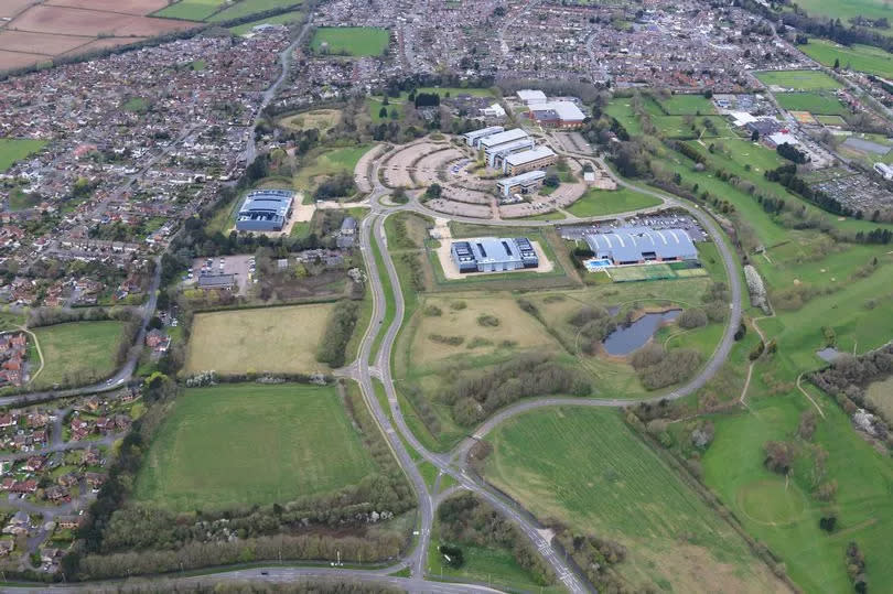 An aerial photograph of Carlton Park and Enderby Golf Course