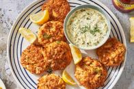 <p><a href="https://www.delish.com/cooking/recipe-ideas/recipes/a58704/best-crab-cakes-recipe/" rel="nofollow noopener" target="_blank" data-ylk="slk:Crab cakes;elm:context_link;itc:0;sec:content-canvas" class="link ">Crab cakes</a> are the best because you get all the deliciousness of crab without all of the tedious, messy work of pulling meat from the shells. They're also ideal for cooking in an air fryer, which helps deliver that all-important crispy outer crust.</p><p>Get the <strong><a href="https://www.delish.com/cooking/recipe-ideas/a38175659/air-fryer-crab-cakes-recipe/" rel="nofollow noopener" target="_blank" data-ylk="slk:Air Fryer Crab Cakes recipe;elm:context_link;itc:0;sec:content-canvas" class="link ">Air Fryer Crab Cakes recipe</a>.</strong></p>