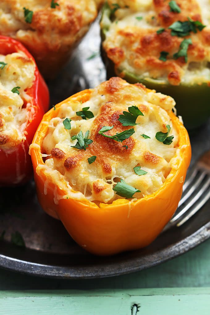 Three Cheese Macaroni Stuffed Peppers