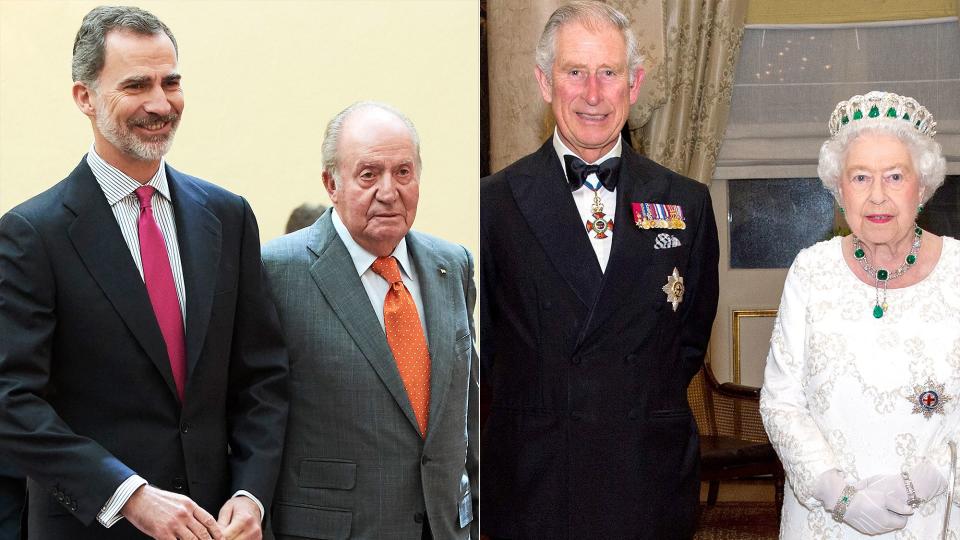 King Felipe VI of Spain and King Juan Carlos and Prince Charles, Prince of Wales, Queen Elizabeth II