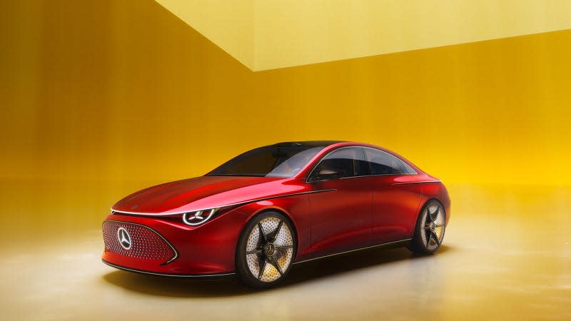 An image of the Mercedes CLA EV concept car. 