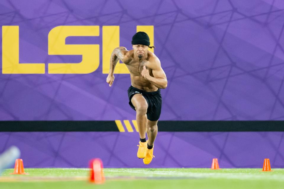 Derek Stingley Jr  at the LSU Pro Day. Wednesday, April 6, 2022.