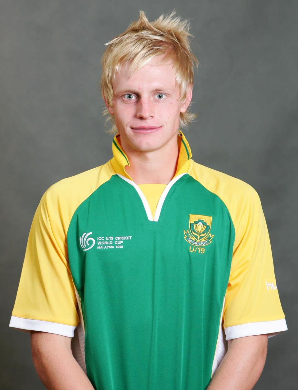 Sybrand Engelbrecht, who played for South Africa during the ICC U/19 Cricket World Cup, poses for an official team photo call at the Sunway Hotel on 13 February 2008 in Kuala Lumpur (Getty Images)