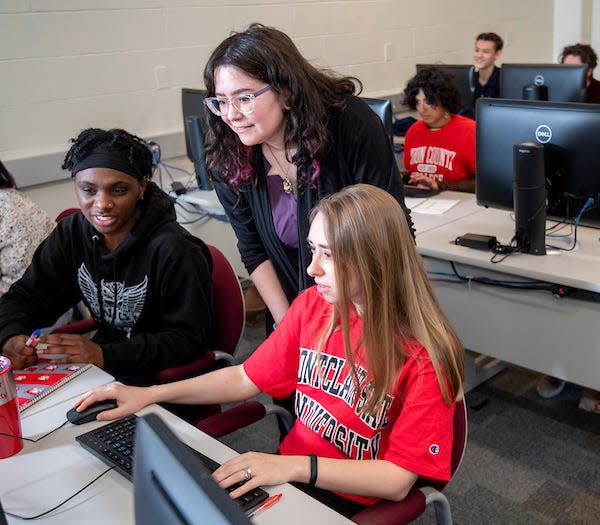 Students learning at the new University Center in Scotch Plains.