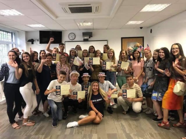 Maryna Shevchenko with her students (PA)