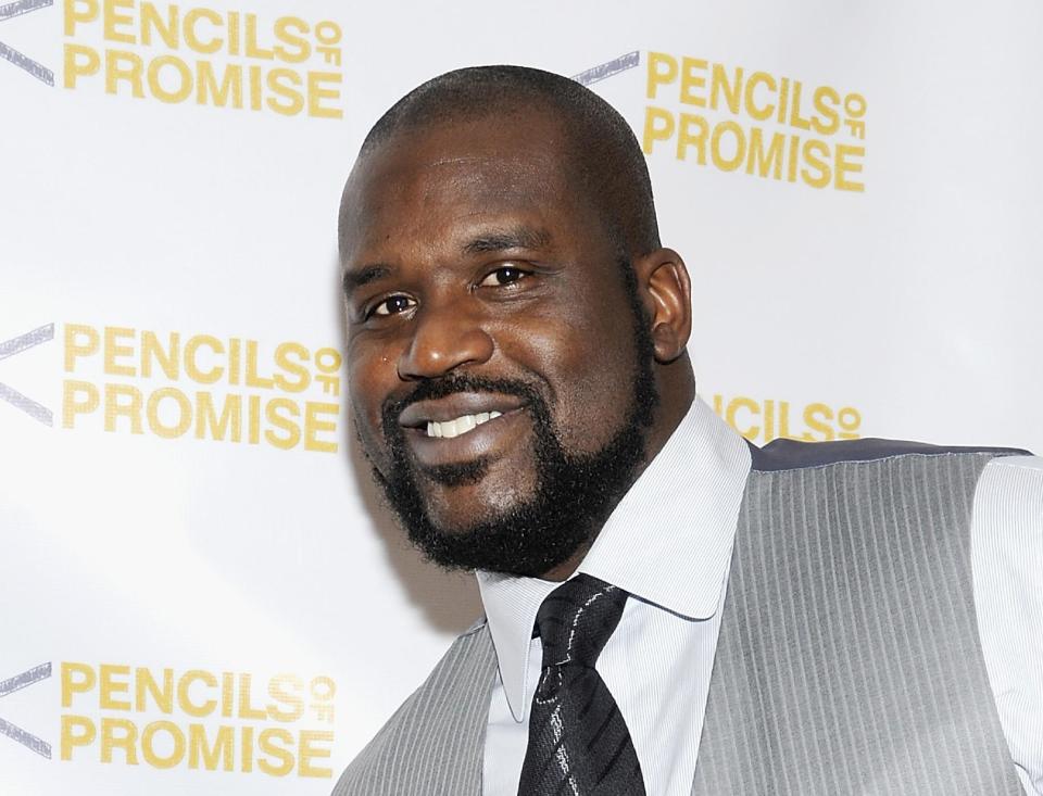 FILE - This Nov. 17, 2011 file photo shows Shaquille O'Neal at the "Pencils Of Promise" inaugural gala in New York. O'Neal is providing a forum for comics for his “All Star Comedy Jam" tour. The twenty-city tour includes urban comics Kevin Hart, Finesse Mitchell, and Gary Owen. The tour ends on New Year's Eve in Atlanta. (AP Photo/Evan Agostini, file)