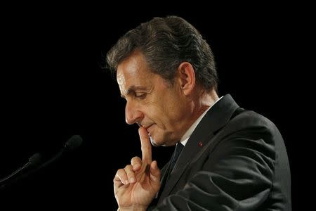 Nicolas Sarkozy, former head of the Les Republicains political party, attends a political rally in Franconville, France, as he campaigns for the French conservative presidential primary, September 19, 2016. REUTERS/Philippe Wojazer