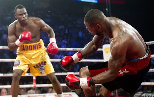 Adonis Stevenson's thunderous left hand made it a short night for Chad Dawson. (AP Photo)