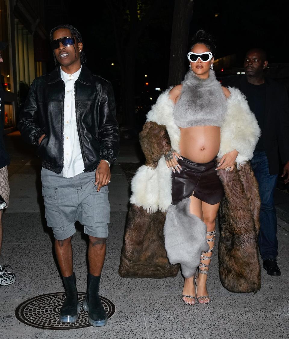 Rihanna and A$AP Rocky are seen on May 5, 2023 in New York City.