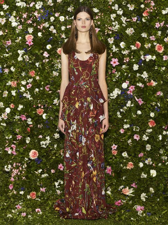This undated product image released by Gucci shows a model wearing a floral print dress from the Gucci Cruise collection. (AP Photo/Gucci)