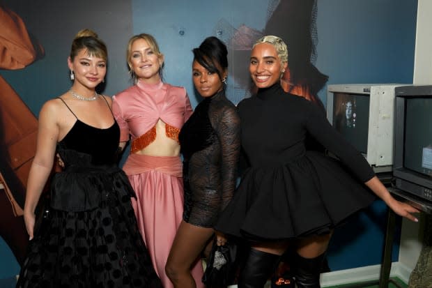 LOS ANGELES, CALIFORNIA - FEBRUARY 24: (L-R) Madelyn Cline, Kate Hudson, Janelle Monáe, and Stephanie Silva attend W Magazine's Annual Best Performances Party at Chateau Marmont on February 24, 2023 in Los Angeles, California. (Photo by Presley Ann/Getty Images for W Magazine)<p><a href="https://www.gettyimages.com/detail/1469464881" rel="nofollow noopener" target="_blank" data-ylk="slk:Presley Ann/Getty Images;elm:context_link;itc:0;sec:content-canvas" class="link ">Presley Ann/Getty Images</a></p>