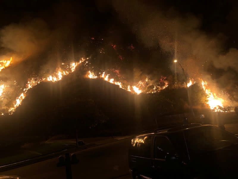 Fire is seen in Azusa